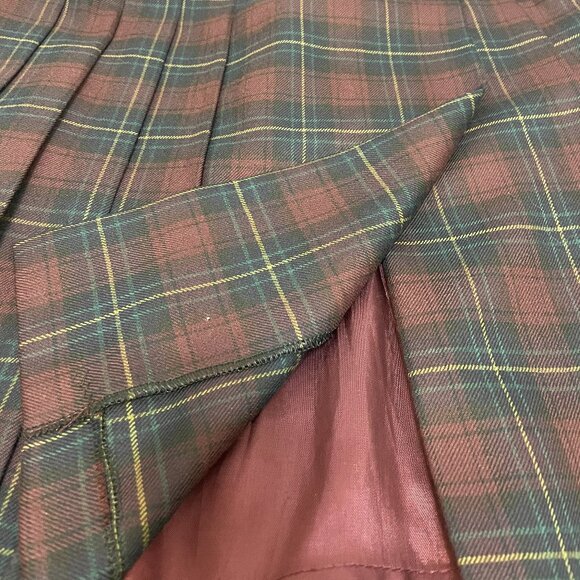 Vintage 90s A-Line Tartan Plaid Pleated Skirt - Size M - Picture 8 of 13